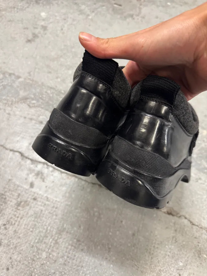 2000s Prada Low Leather Black Strap Boots (43eu/us9.5) 8