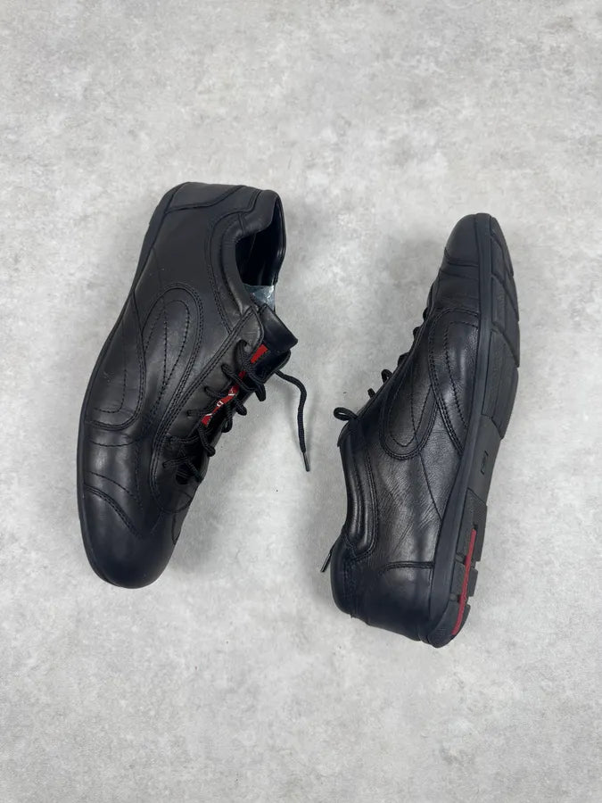 2000s Prada Low Trainers Black Leather Shoes SUTsmkQ 3