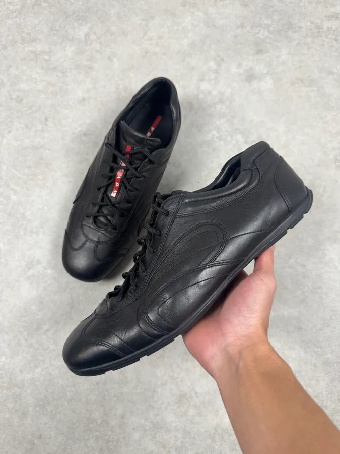 2000s Prada Low Trainers Black Leather Shoes SUTsmkQ 5
