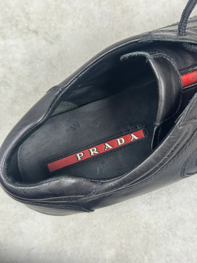 2000s Prada Low Trainers Black Leather Shoes SUTsmkQ 6