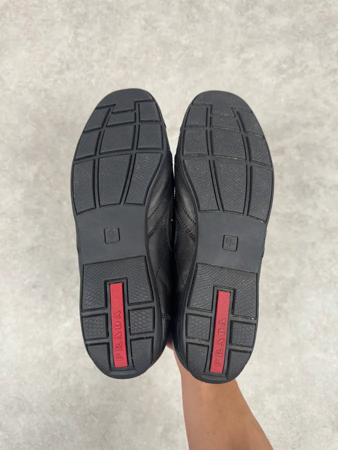 2000s Prada Low Trainers Black Leather Shoes SUTsmkQ 8