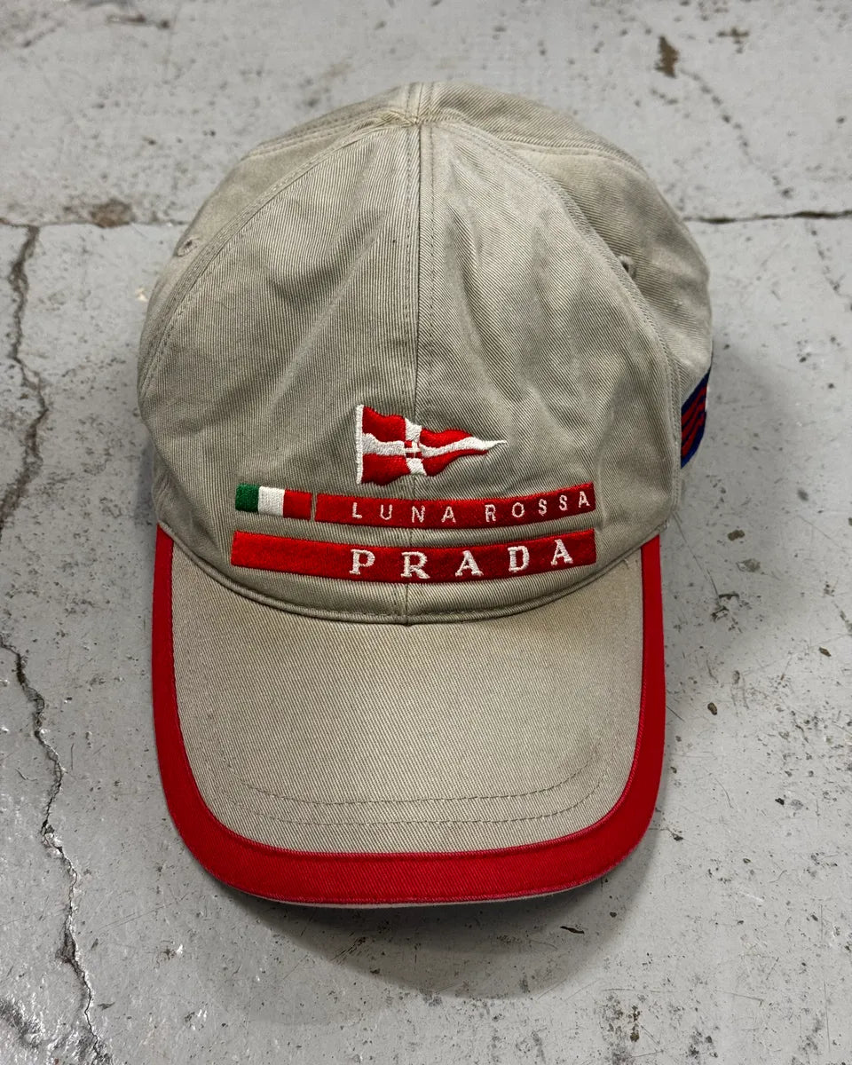 2000s Prada Luna Rossa Beige Cap DGzWISE 0