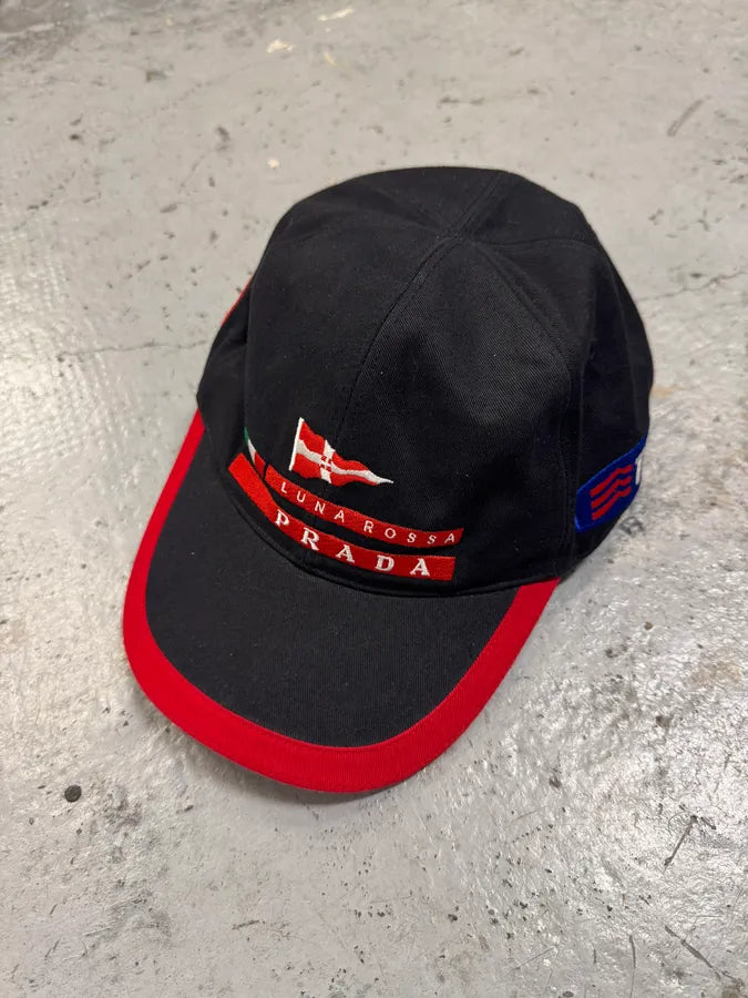 2000s Prada Luna Rossa Challenge Black & Red Cap oJpcqfP 3