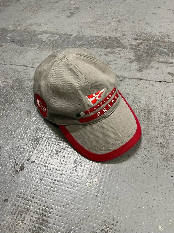 2000s Prada Luna Rossa Embroidered Grey Racing Cap wUJxjgY 4