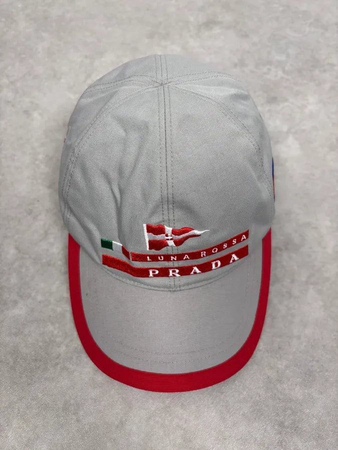 2000s Prada Luna Rossa Grey Embroidered Logo Cap IQBgqjA 3