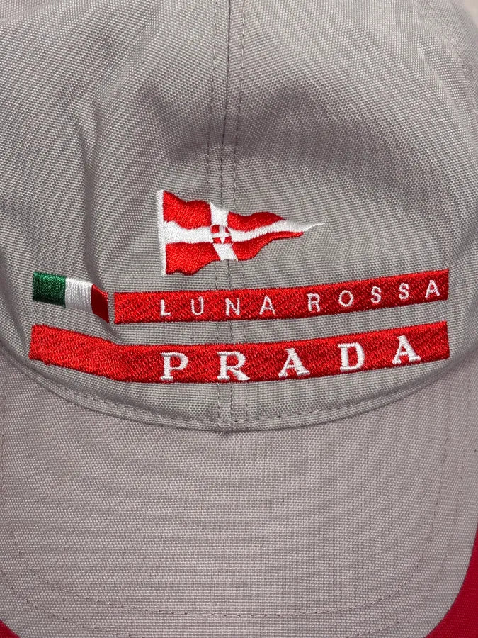 2000s Prada Luna Rossa Grey Embroidered Logo Cap IQBgqjA 5
