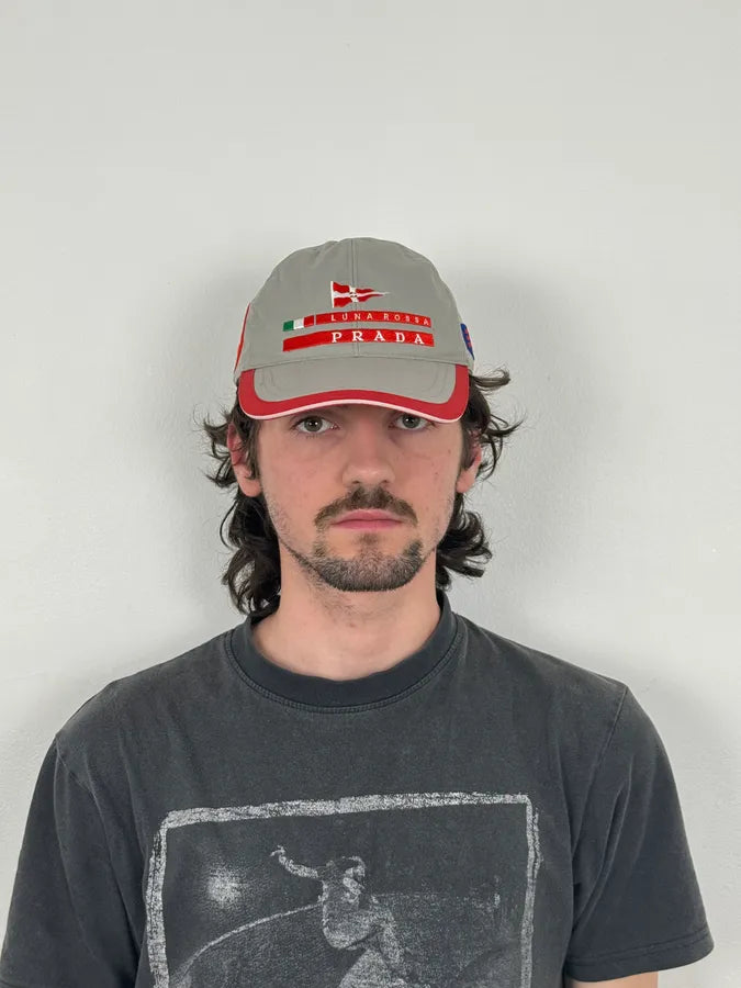 2000s Prada Luna Rossa Grey Embroidered Logo Cap IQBgqjA 1