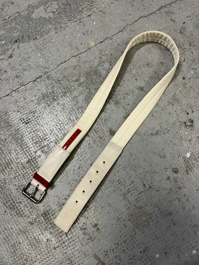 2000s Prada Luna Rossa White Canva Belt (OS) lIdFfPH 1
