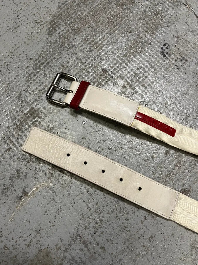2000s Prada Luna Rossa White Canva Belt (OS) lIdFfPH 3