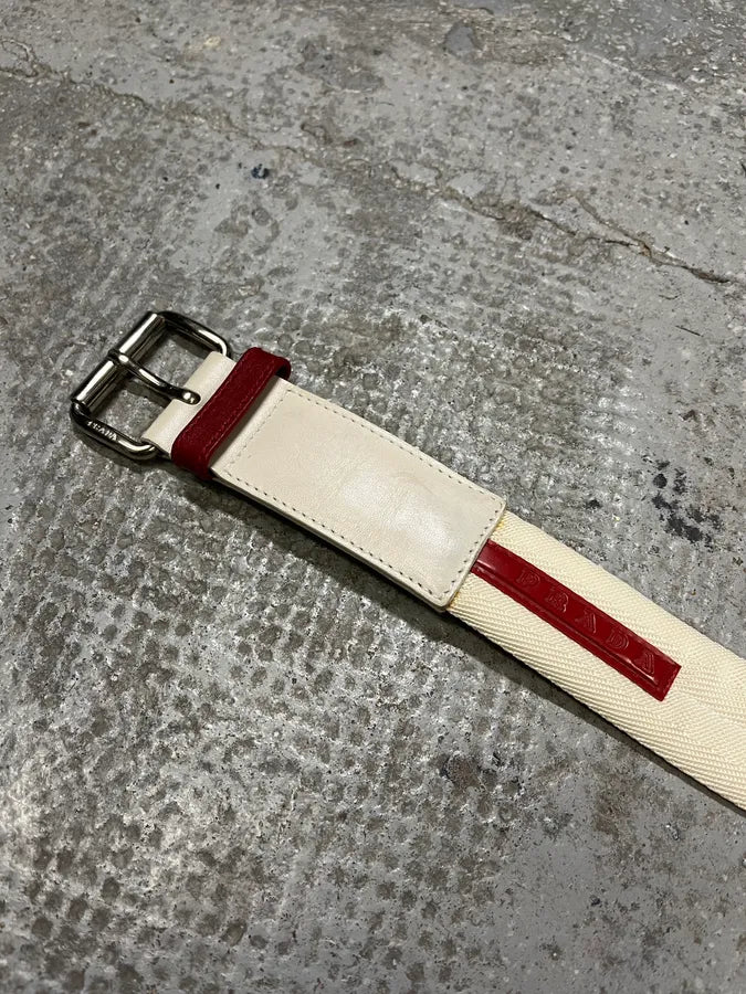 2000s Prada Luna Rossa White Canva Belt (OS) lIdFfPH 4