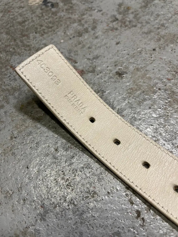 2000s Prada Luna Rossa White Canva Belt (OS) lIdFfPH 7