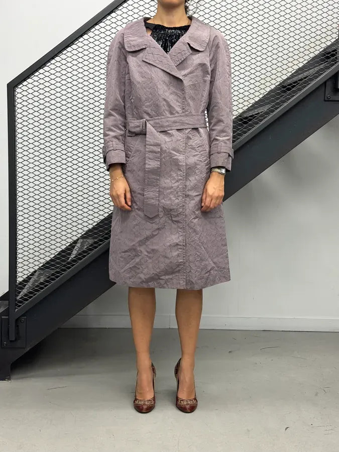 2000s Prada Mauve Circles Long Belted Coat  TwyCIDK 0