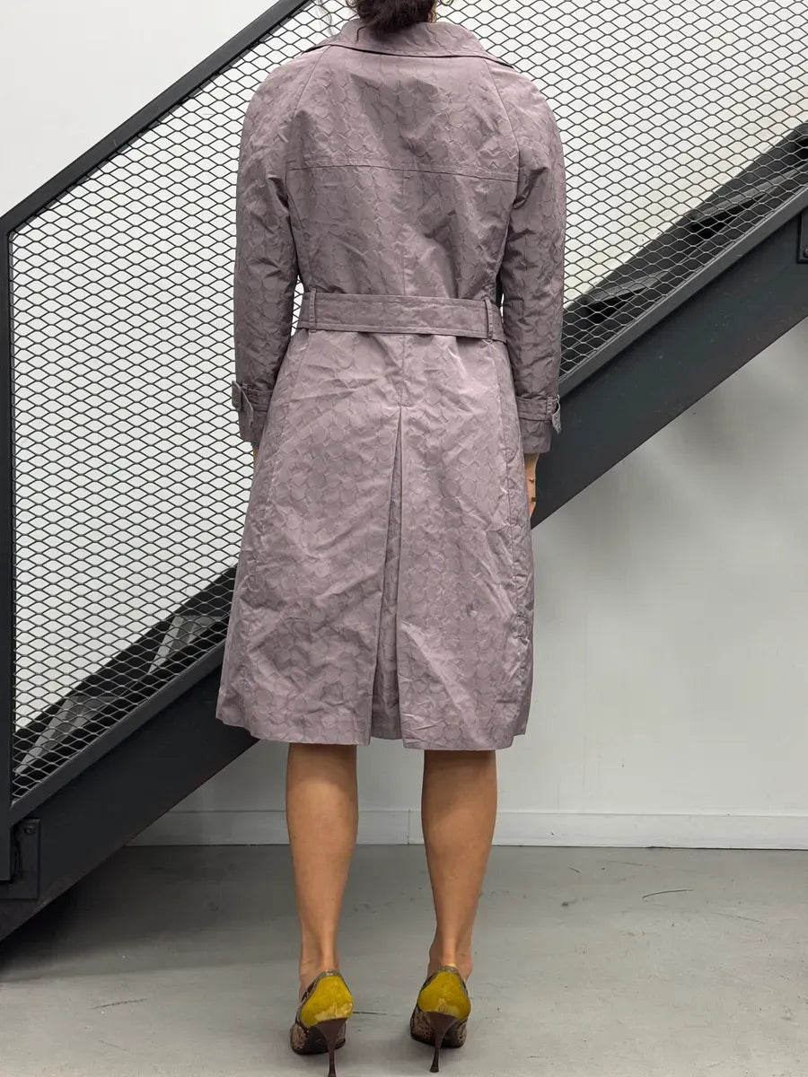 2000s Prada Mauve Circles Long Belted Coat  TwyCIDK 1