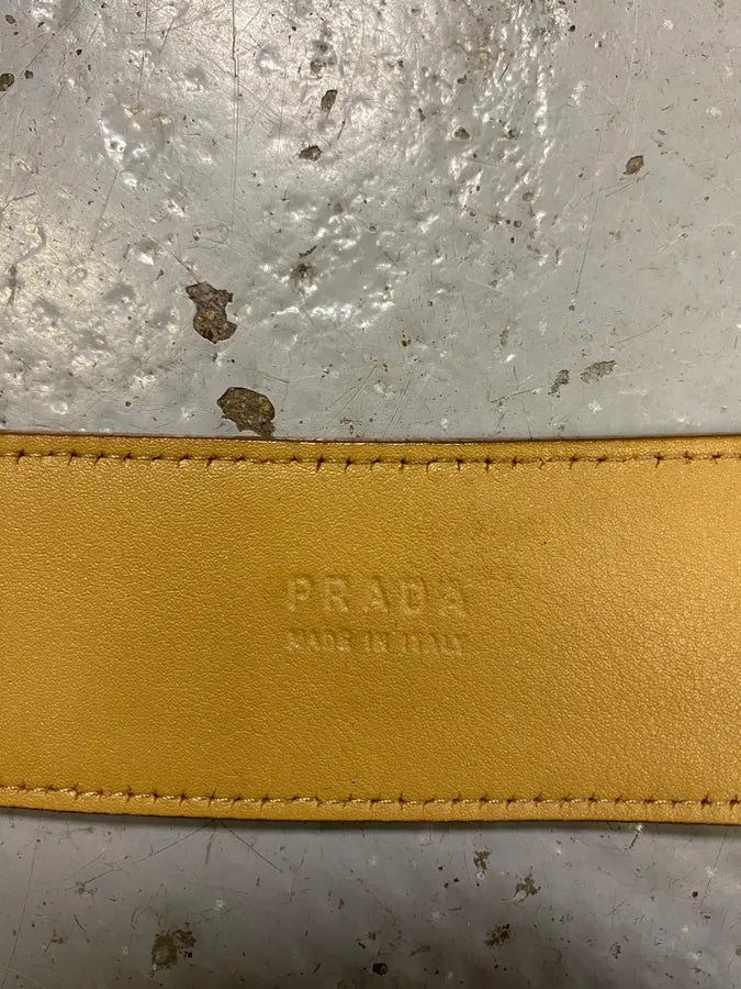 2000s Prada Milano Buckle Yellow Leather Belt NHWDUgJ 6