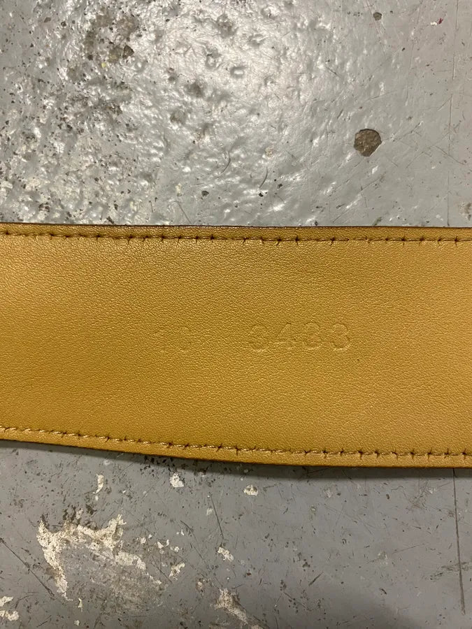 2000s Prada Milano Buckle Yellow Leather Belt NHWDUgJ 5