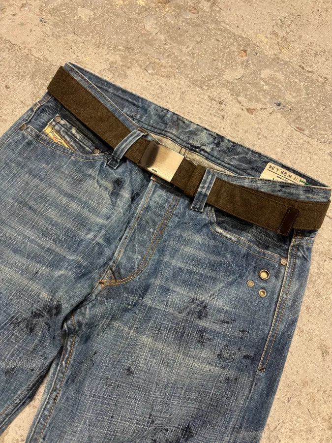 2000s Prada Military Grey Wool Leather Buckle Belt HxHygoU 0