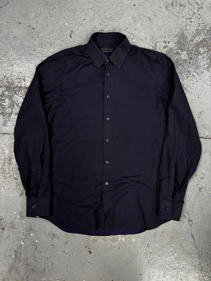 2000s Prada Minimalist Navy Shirt lkKQhLS 0