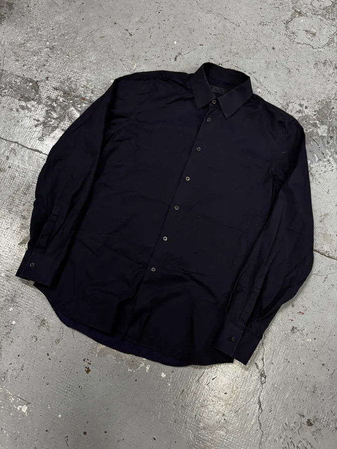 2000s Prada Minimalist Navy Shirt lkKQhLS 2
