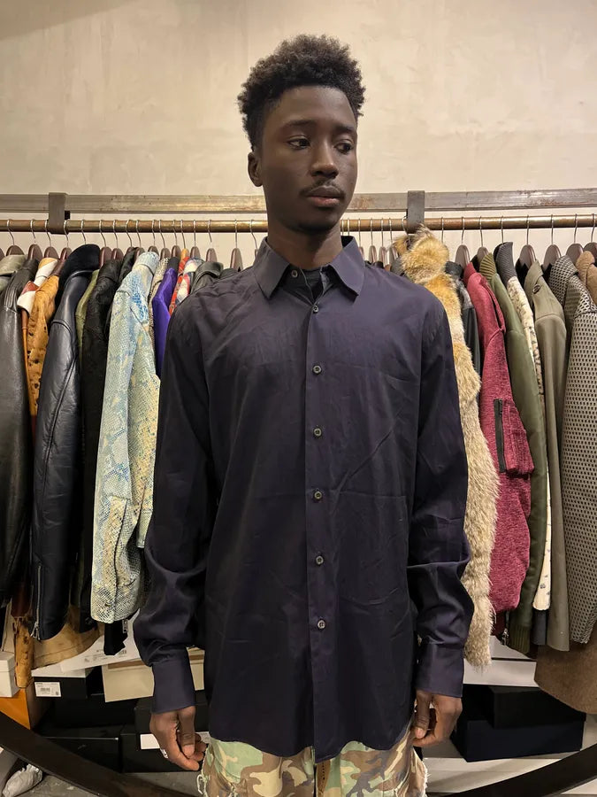 2000s Prada Minimalist Navy Shirt lkKQhLS 1