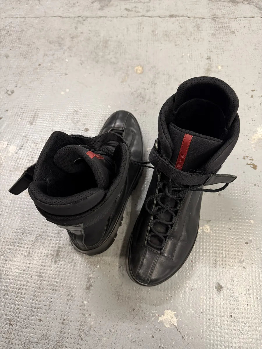 2000s Prada Mountain Black Leather Boots IfMBssf 7