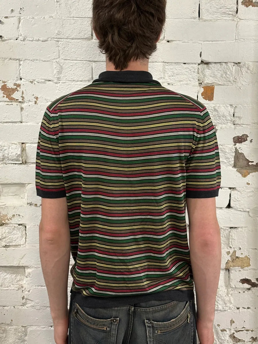 2000s Prada Multicolor Relaxed Striped Polo Shirt oECENgX 2