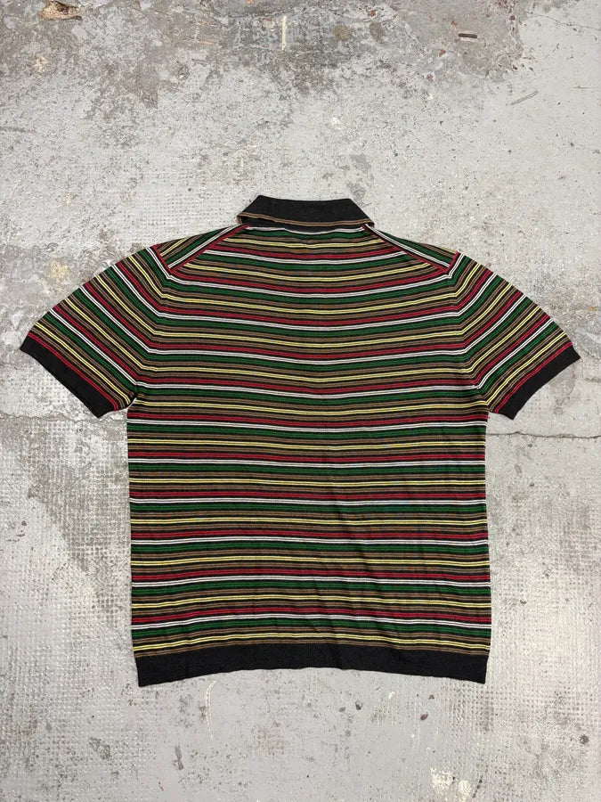 2000s Prada Multicolor Relaxed Striped Polo Shirt oECENgX 5