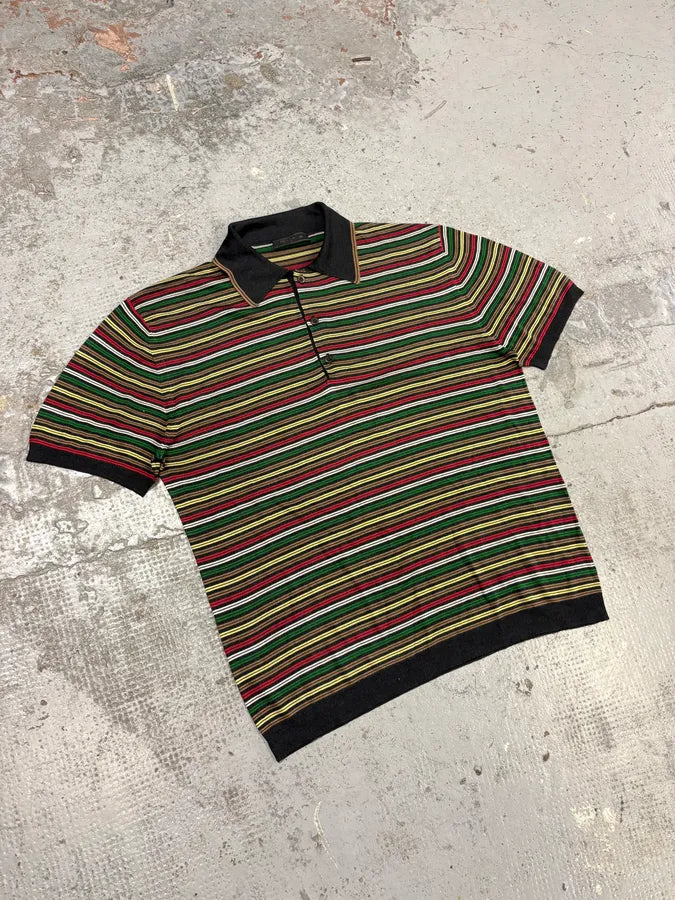 2000s Prada Multicolor Relaxed Striped Polo Shirt oECENgX 3