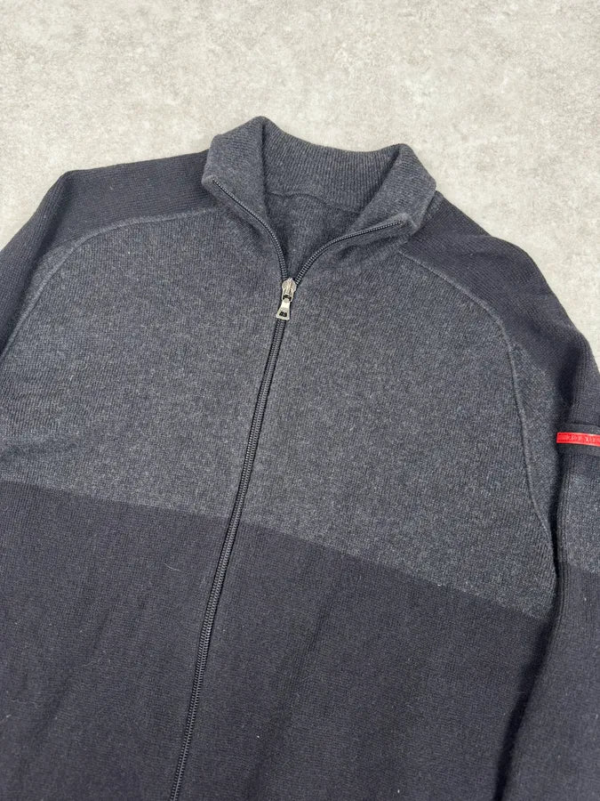 2000s Prada Navy & Grey Cashmere Zip-Up Sweater KKDvRPv 5