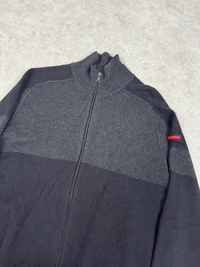 2000s Prada Navy & Grey Cashmere Zip-Up Sweater KKDvRPv 4