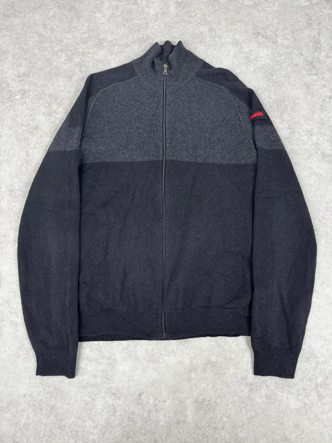2000s Prada Navy & Grey Cashmere Zip-Up Sweater KKDvRPv 0