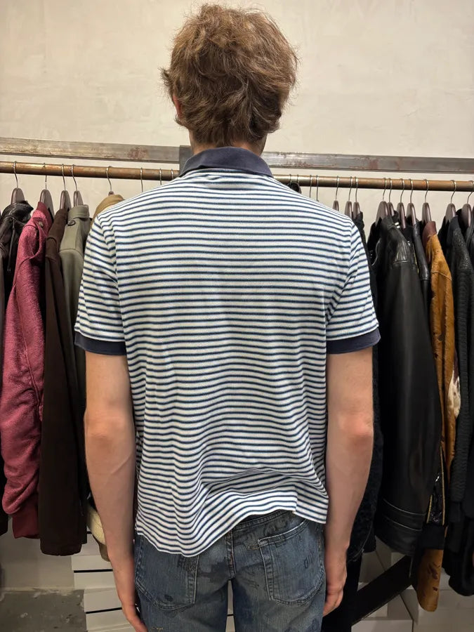 2000s Prada Navy & White Linea Rossa Striped Polo Shirt xrFLlCB 2