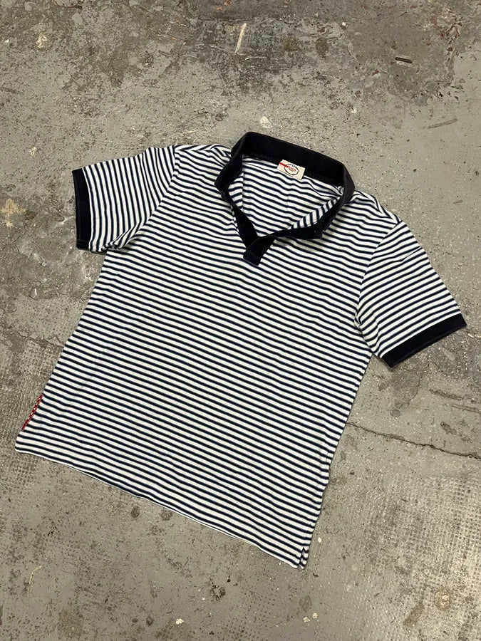2000s Prada Navy & White Linea Rossa Striped Polo Shirt xrFLlCB 5