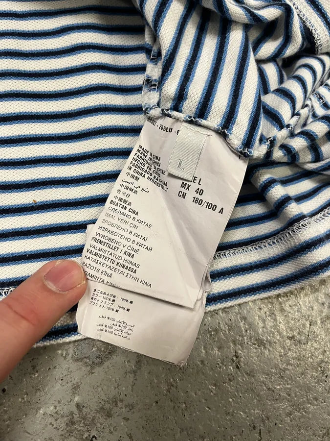 2000s Prada Navy & White Linea Rossa Striped Polo Shirt xrFLlCB 9