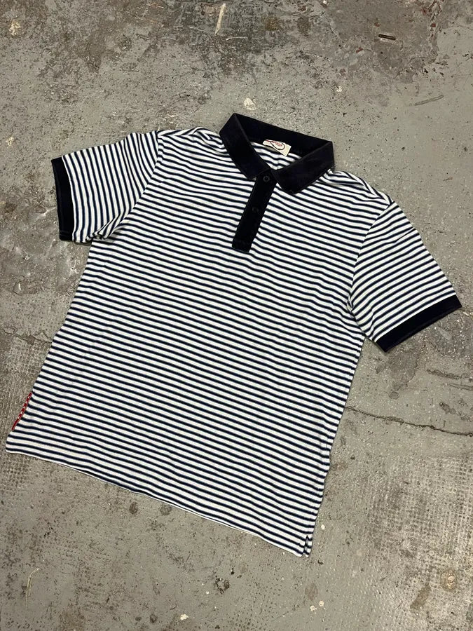 2000s Prada Navy & White Linea Rossa Striped Polo Shirt xrFLlCB 4