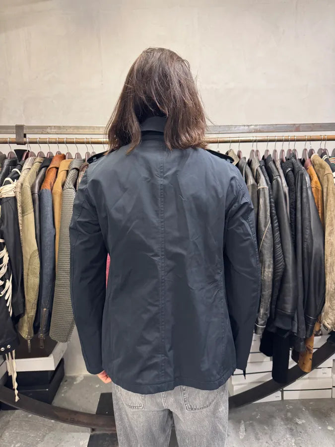 2000s Prada Navy Asymmetrical Naval Buttoned Rain Jacket bIBKMoE 2