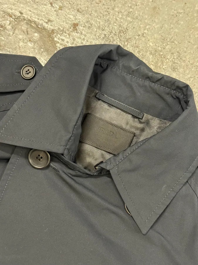 2000s Prada Navy Asymmetrical Naval Buttoned Rain Jacket bIBKMoE 4