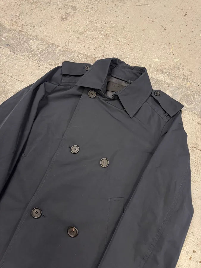2000s Prada Navy Asymmetrical Naval Buttoned Rain Jacket bIBKMoE 6