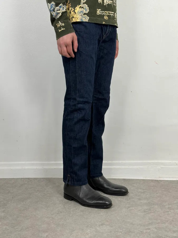 2000s Prada Navy Brut Denim Jeans cSlAUvr 2