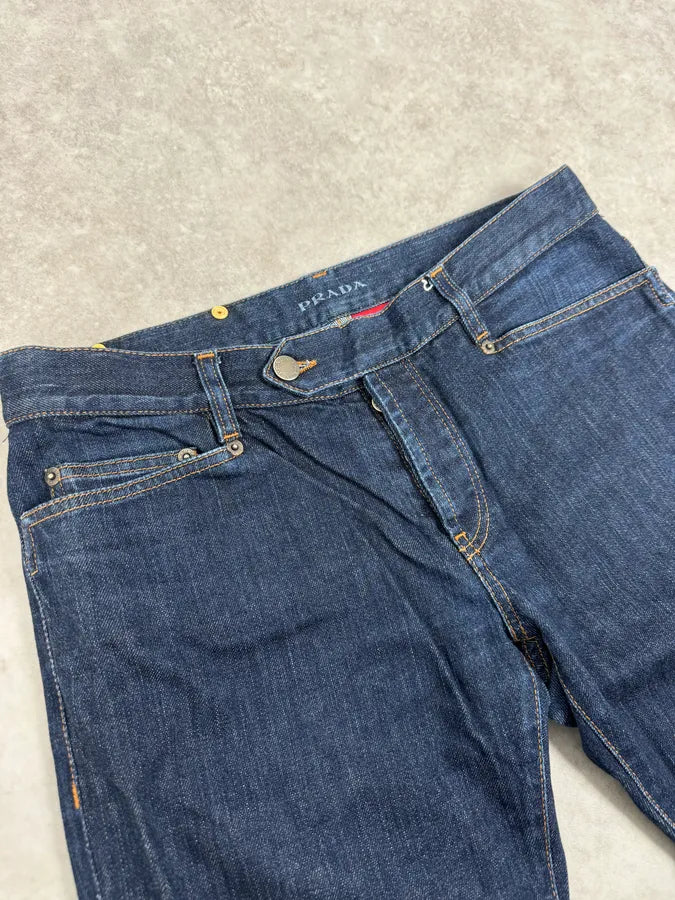2000s Prada Navy Brut Denim Jeans cSlAUvr 4
