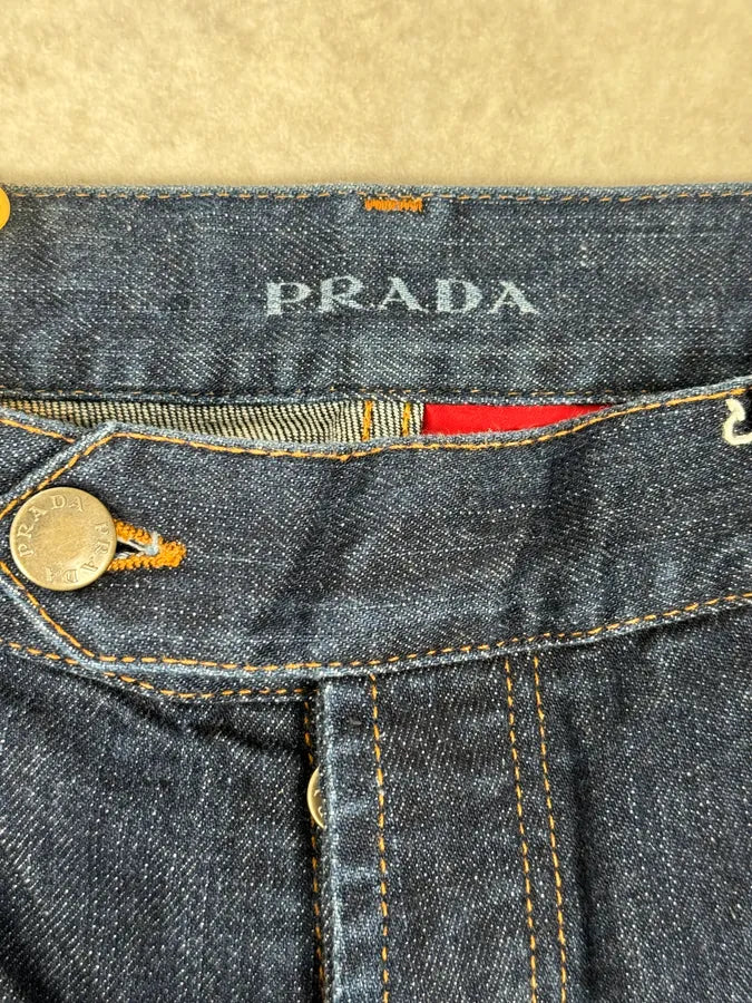 2000s Prada Navy Brut Denim Jeans cSlAUvr 5