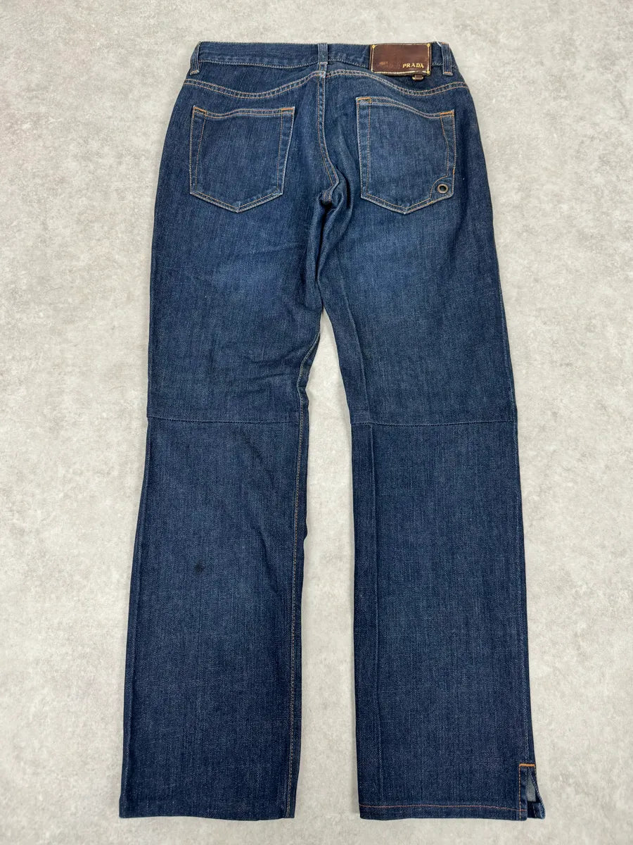 2000s Prada Navy Brut Denim Jeans cSlAUvr 7