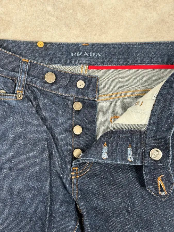 2000s Prada Navy Brut Denim Jeans cSlAUvr 9