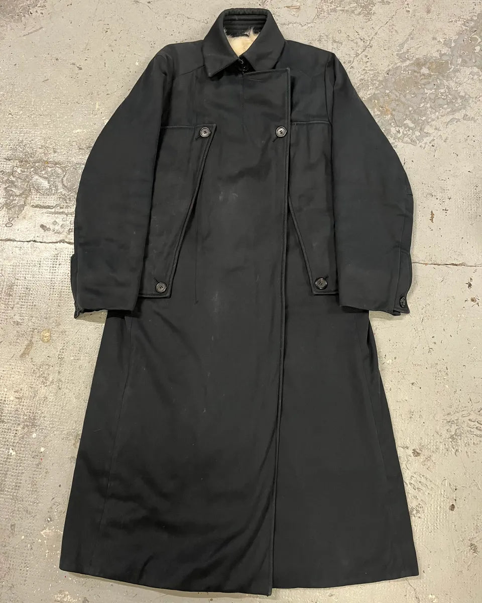 2000s Prada Navy Buttoned Long Trench Coat jXFeMBb 0