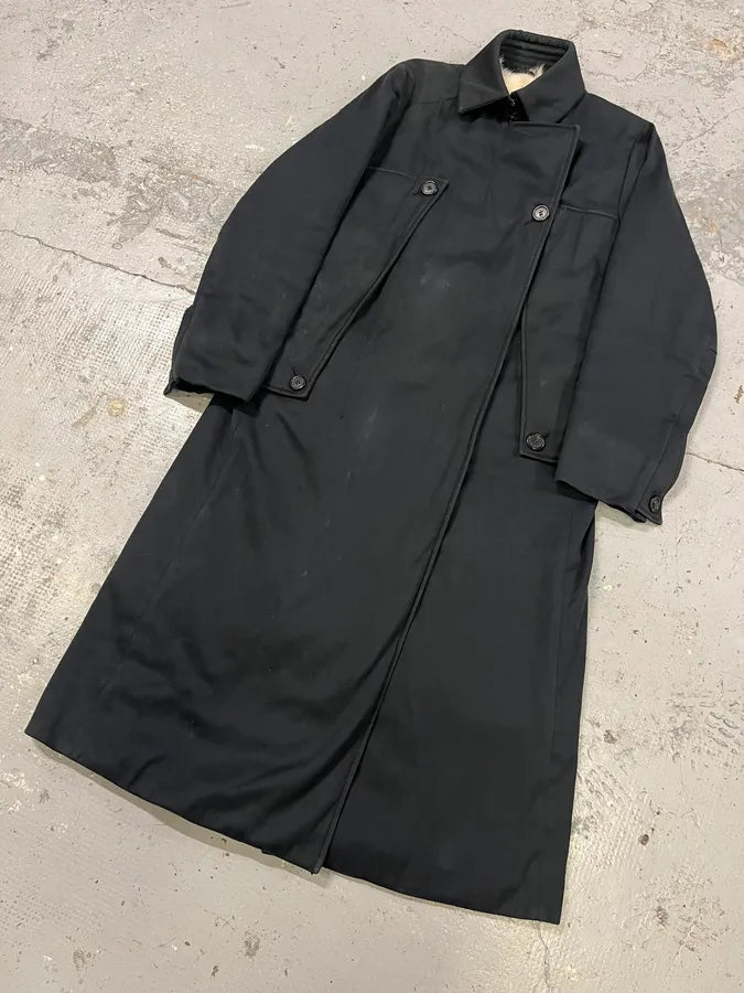 2000s Prada Navy Buttoned Long Trench Coat jXFeMBb 4