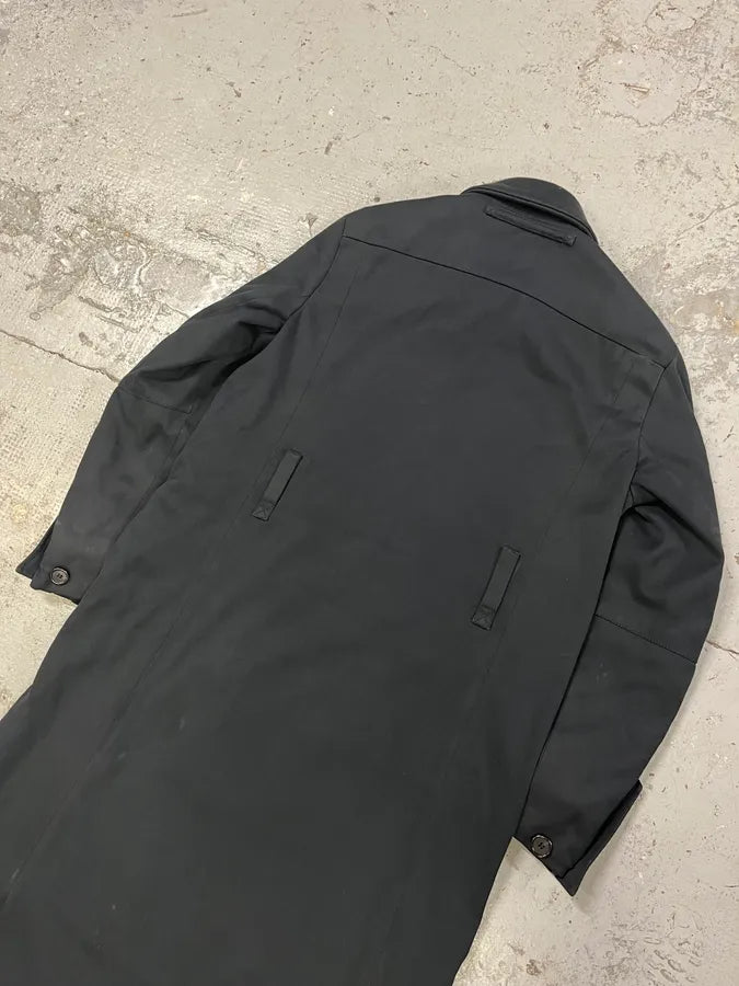 2000s Prada Navy Buttoned Long Trench Coat jXFeMBb 7