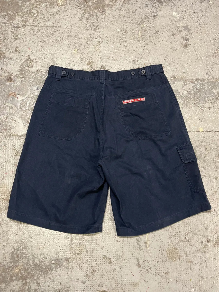 2000s Prada Navy Cargo Linea Rossa Shorts ITrBduS 0