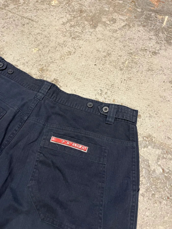 2000s Prada Navy Cargo Linea Rossa Shorts ITrBduS 4