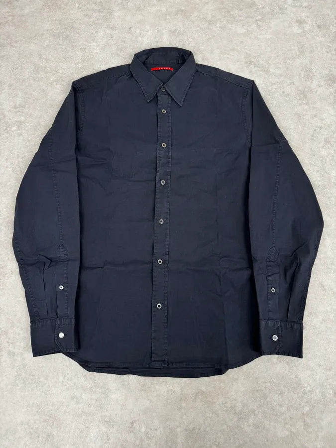 2000s Prada Navy Classic Soft Shirt rZmeDNT 0