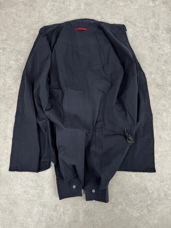 2000s Prada Navy Classic Soft Shirt rZmeDNT 6