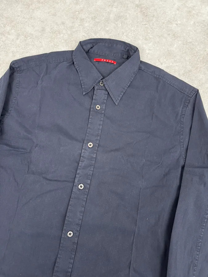 2000s Prada Navy Classic Soft Shirt rZmeDNT 4